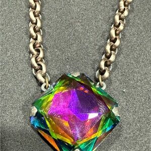 Sabika large stone multi color Silver Necklace with Modern Design